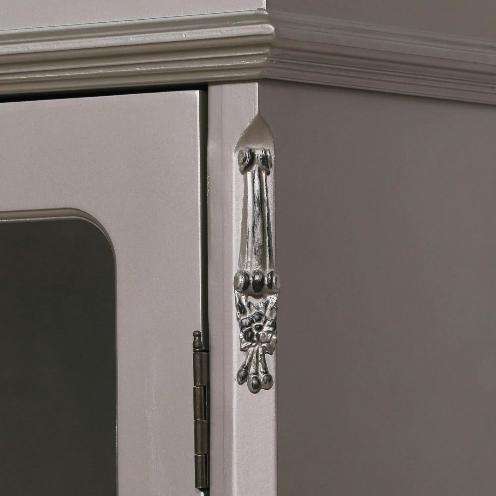 2 Door Mirror Armoire Wardrobe - Antique Silver