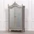 2 Door Mirror Armoire Wardrobe - Antique Silver