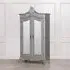 2 Door Mirror Armoire Wardrobe with Carved Details - Silver