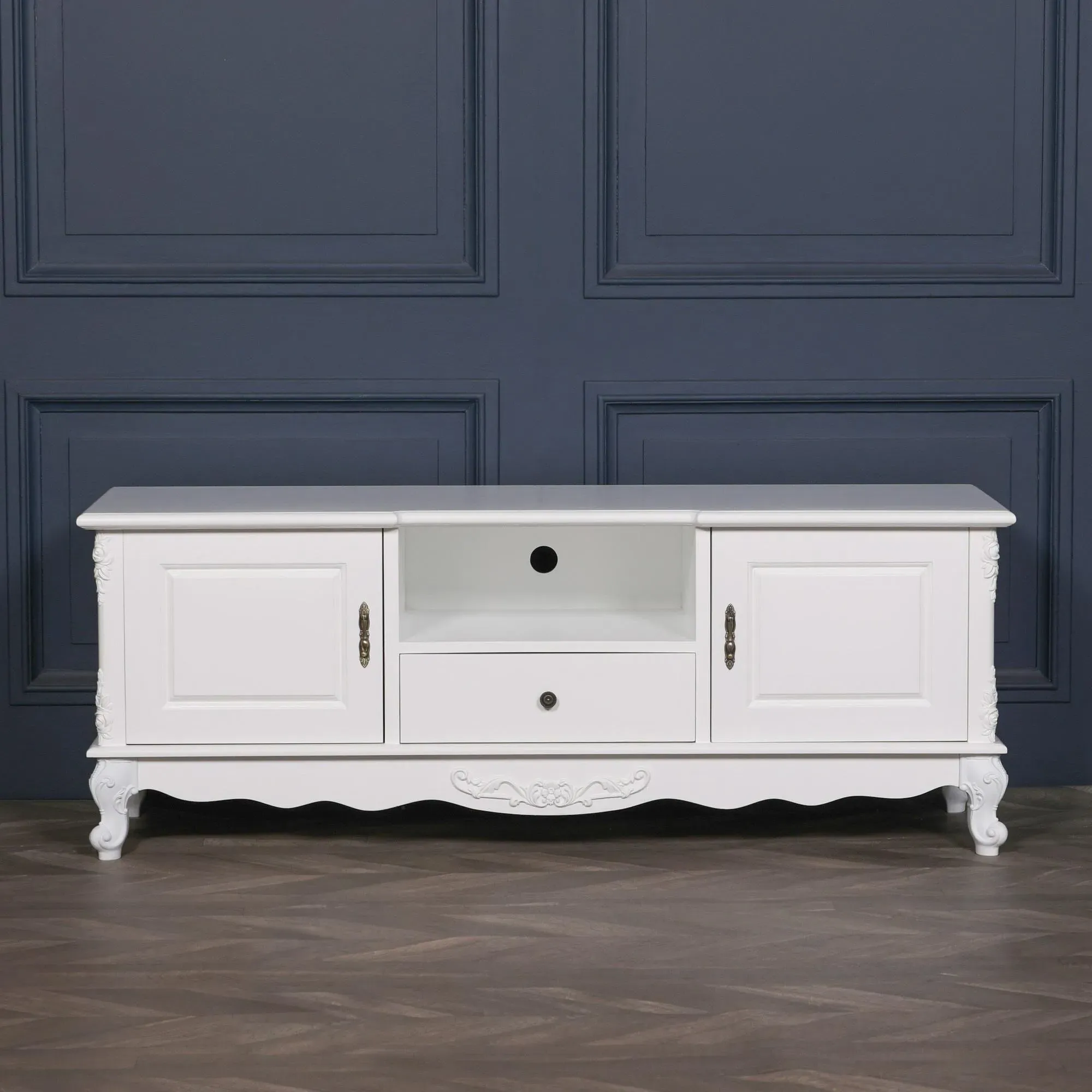 2 Door TV Unit with Drawer - Antique White