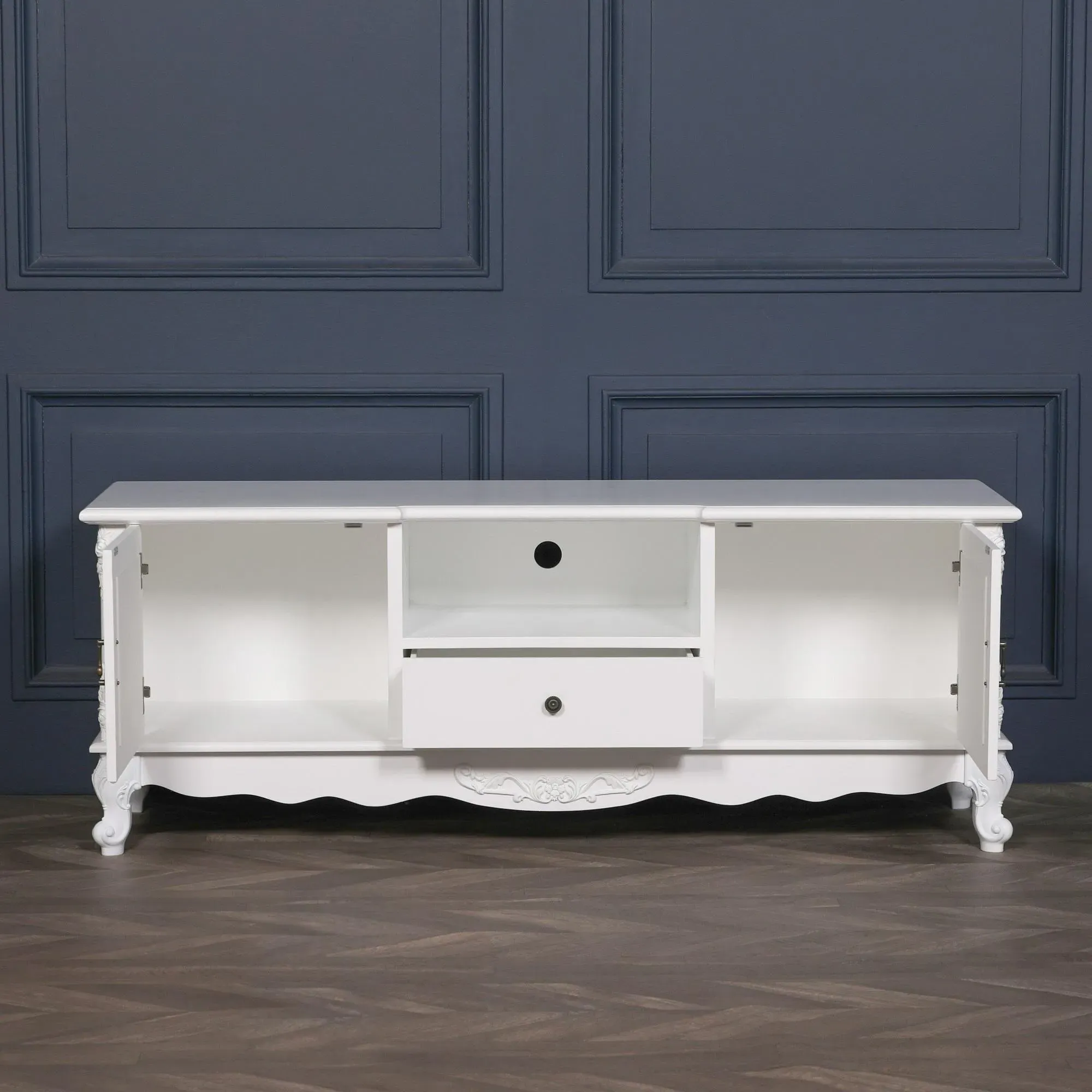 2 Door TV Unit with Drawer - Antique White