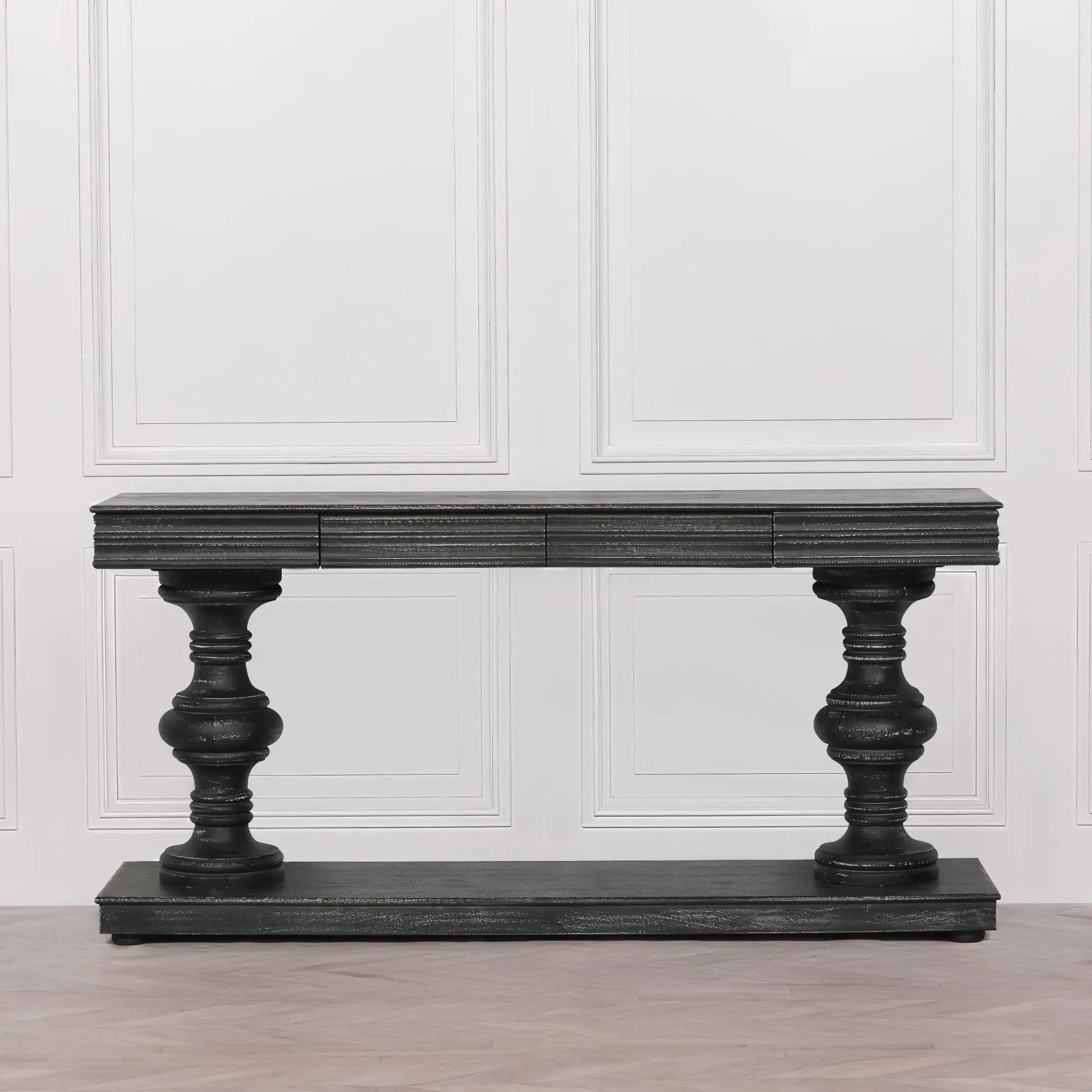 2 Drawer Large Console Table - Black, Mango Wood