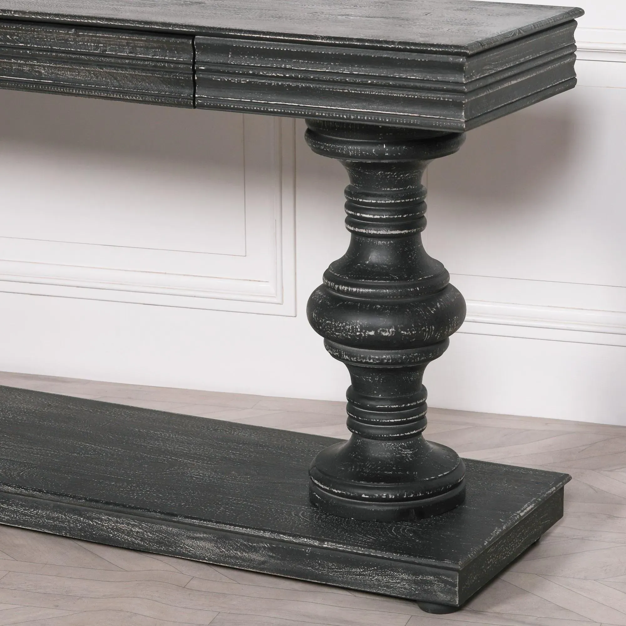 2 Drawer Large Console Table - Black, Mango Wood
