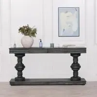 2 Drawer Large Console Table - Black, Mango Wood