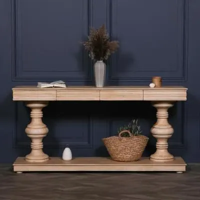 2 Drawer Large Console Table - Mango Wood