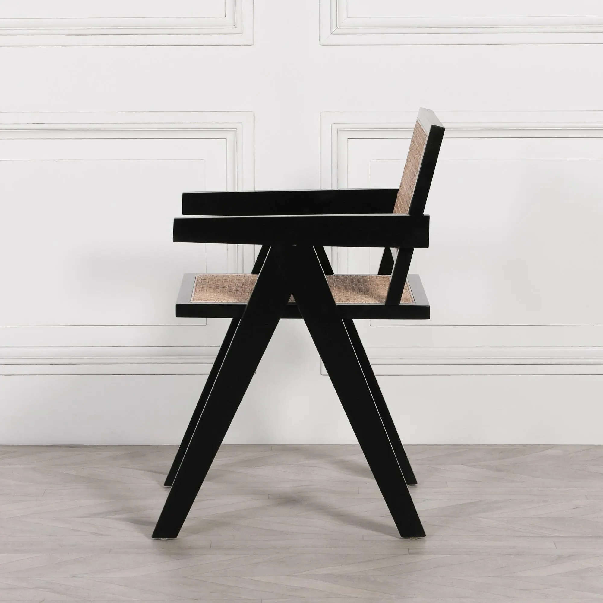 2x Dining Armchairs - Black, Rattan