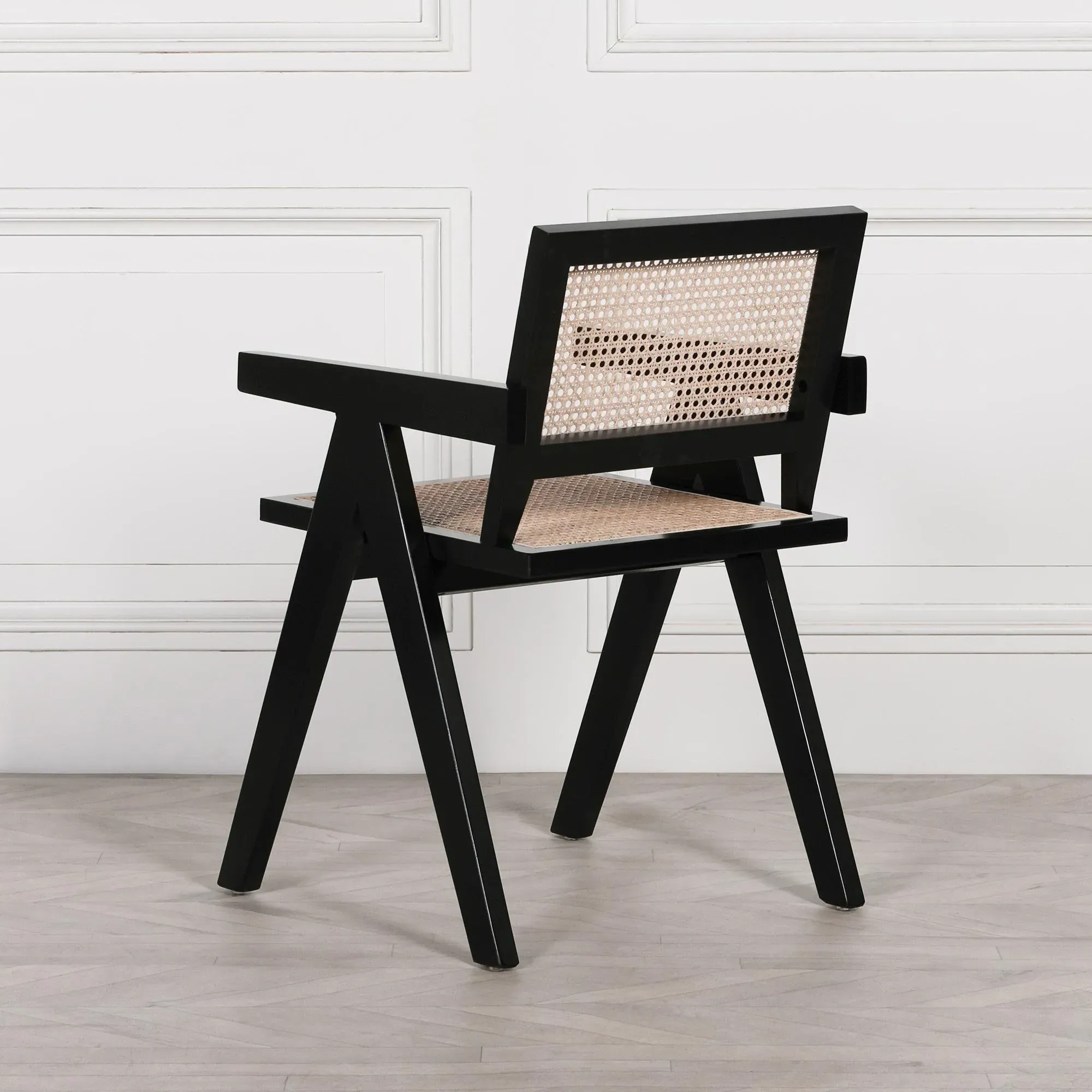 2x Dining Armchairs - Black, Rattan