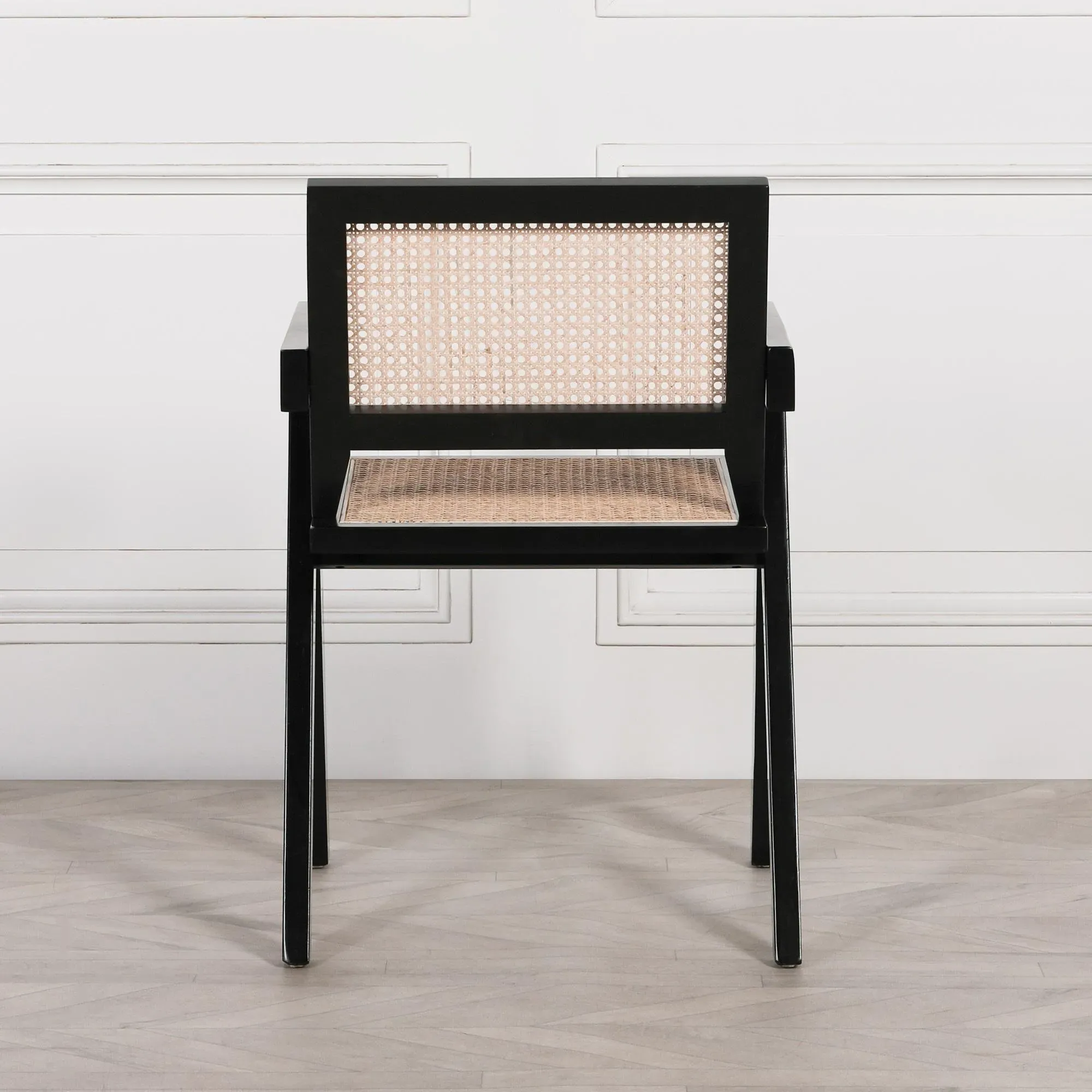 2x Dining Armchairs - Black, Rattan