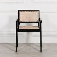 2x Dining Armchairs - Black, Rattan