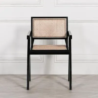 2x Dining Armchairs - Black, Rattan image