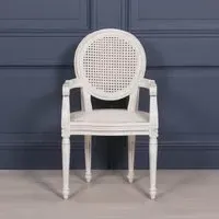 2x Lomira Oval Back Dining Armchair - Off White, Mahogany