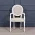 2x Lomira Oval Back Dining Armchair - Off White, Mahogany