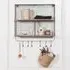 3 Compartment Wall Shelf with Hooks - Black, Metal