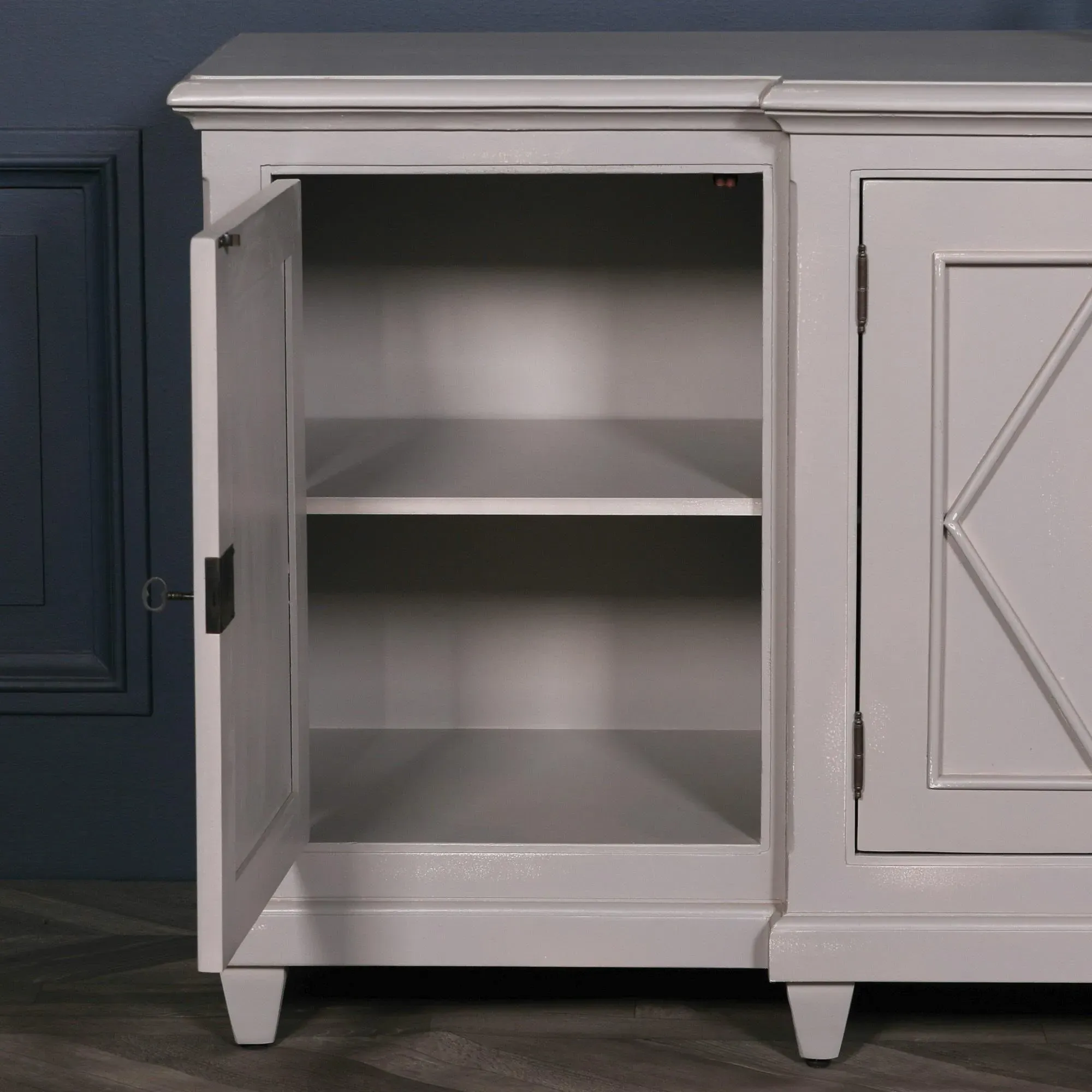 4 Door Extra Large Sideboard - Distressed Mahogany