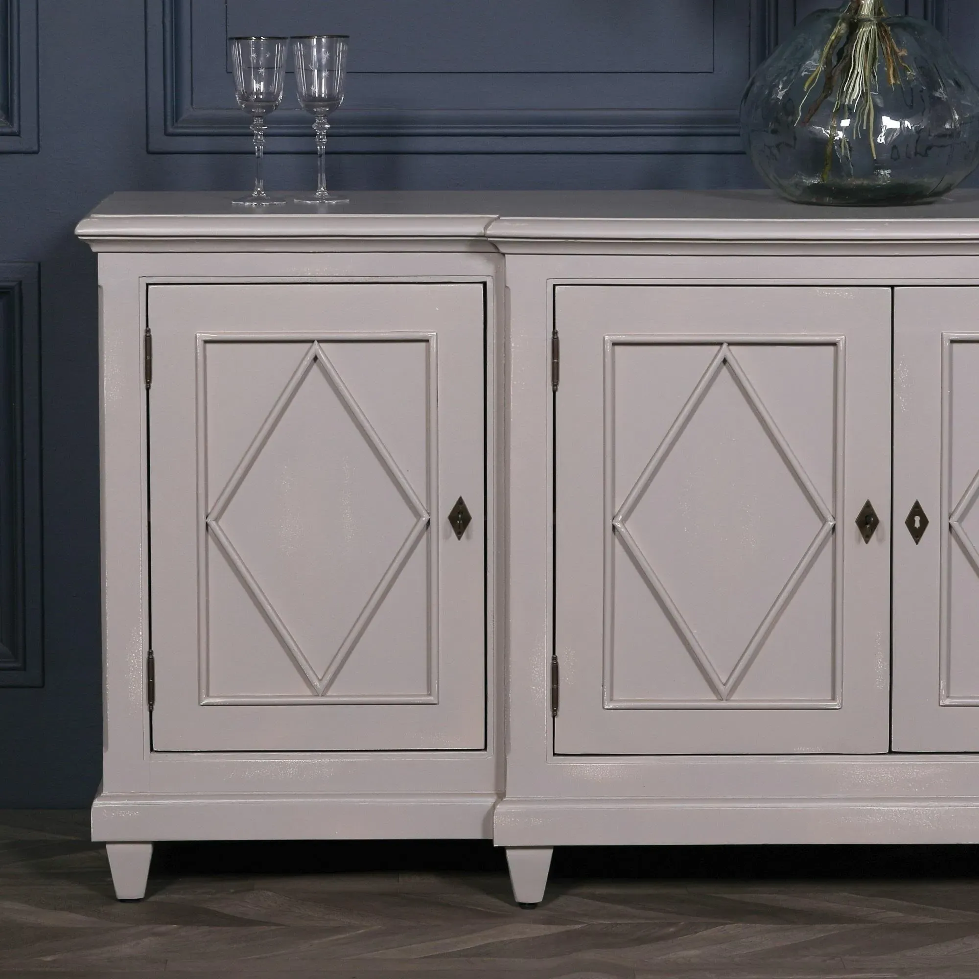 4 Door Extra Large Sideboard - Distressed Mahogany