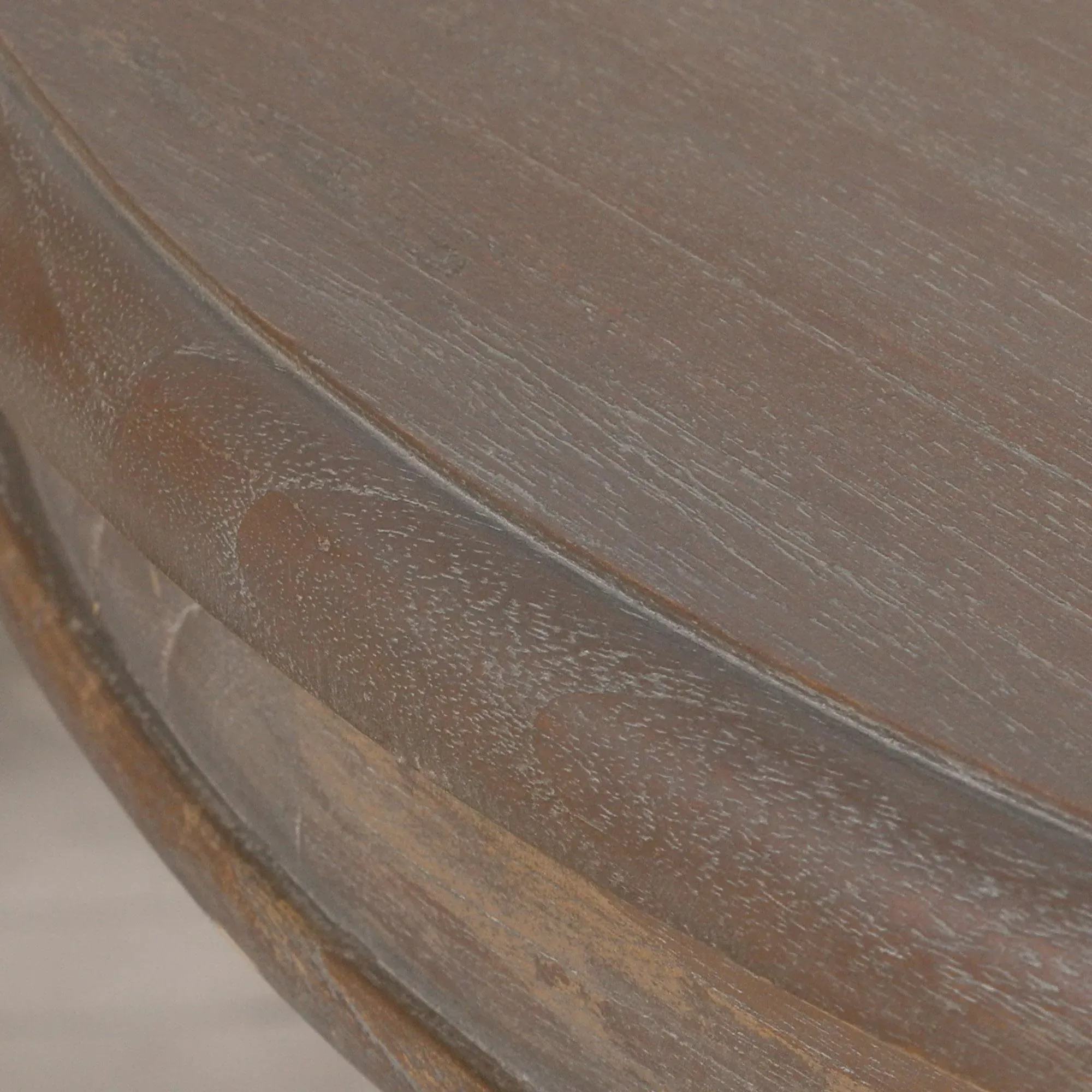 4-Seater Round Pedestal Dining Table - Dark Rustic, Reclaimed Wood