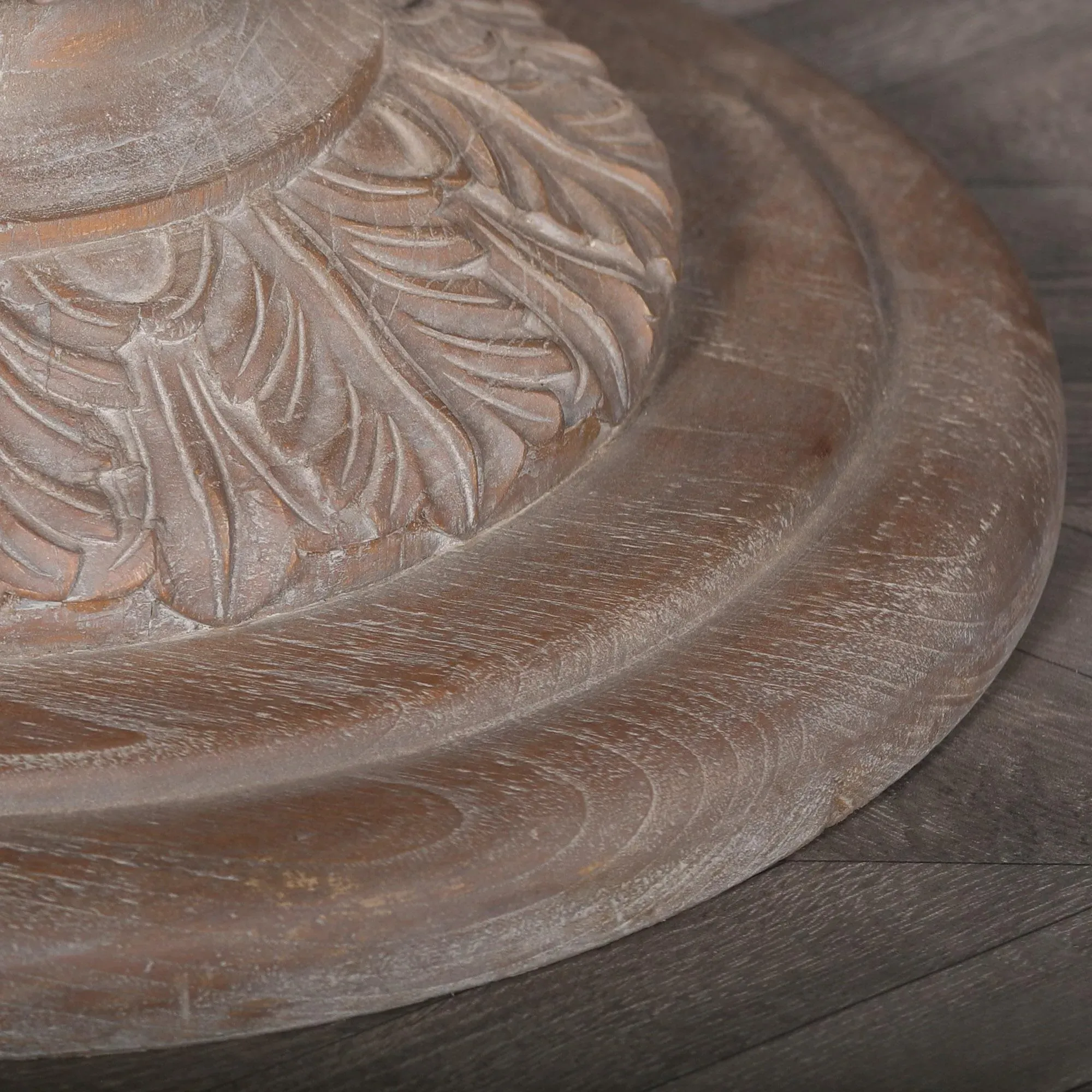 4-Seater Round Pedestal Dining Table - Dark Rustic, Reclaimed Wood