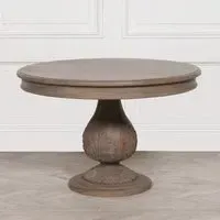 4-Seater Round Pedestal Dining Table - Dark Rustic, Reclaimed Wood