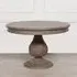 4-Seater Round Pedestal Dining Table - Dark Rustic, Reclaimed Wood