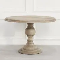 4-Seater Round Pedestal Dining Table - Rustic, Mango Wood