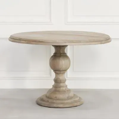 4-Seater Round Pedestal Dining Table - Rustic, Mango Wood image