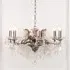 6 Branch Cut Glass Chandelier - Antique Silver