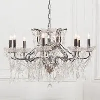 8 Branch Cut Glass Chandelier - Chrome