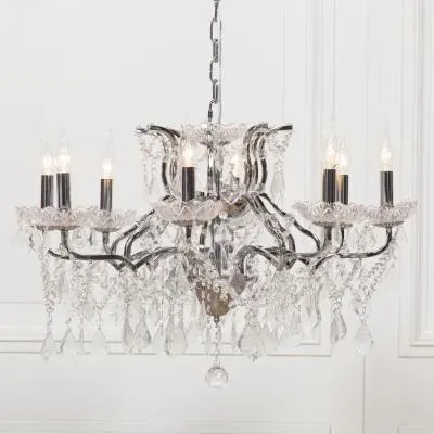 8 Branch Cut Glass Chandelier - Chrome image
