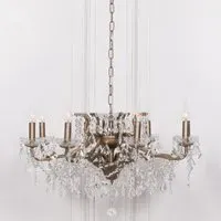 8 Branch Cut Glass Chandelier - Gold