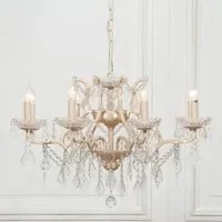 8 Branch Cut Glass Chandelier - Peach Cream