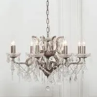 8 Branch Cut Glass Chandelier - Silver