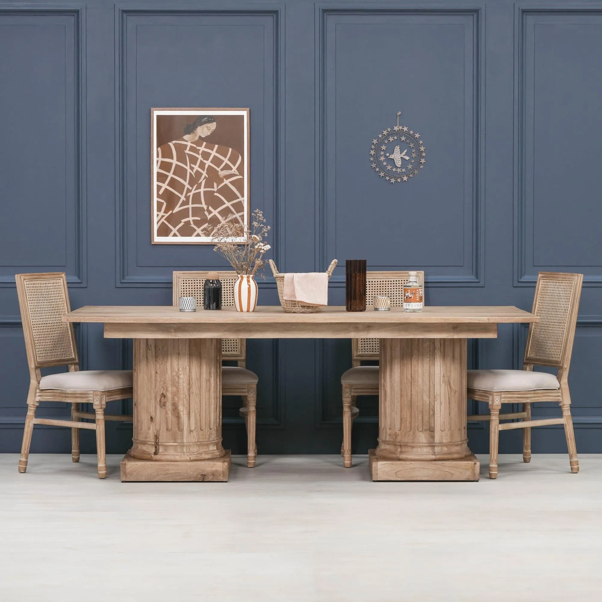 8 Seater Dining Table - Light Rustic, Mango Wood