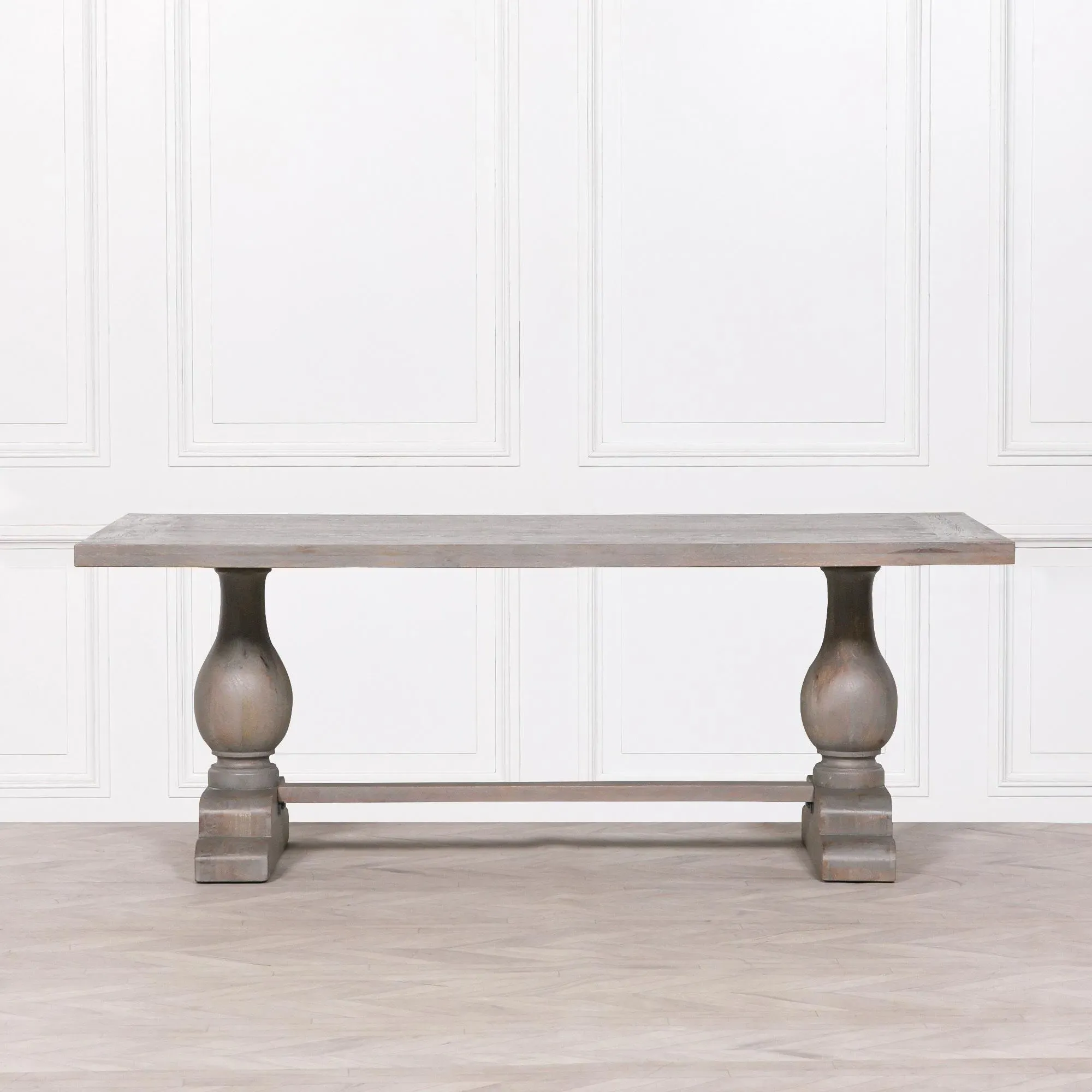 8 Seater Double Pedestal Dining Table - Grey, Mango Wood