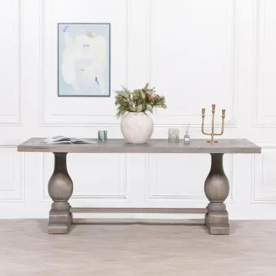8 Seater Double Pedestal Dining Table - Grey, Mango Wood image