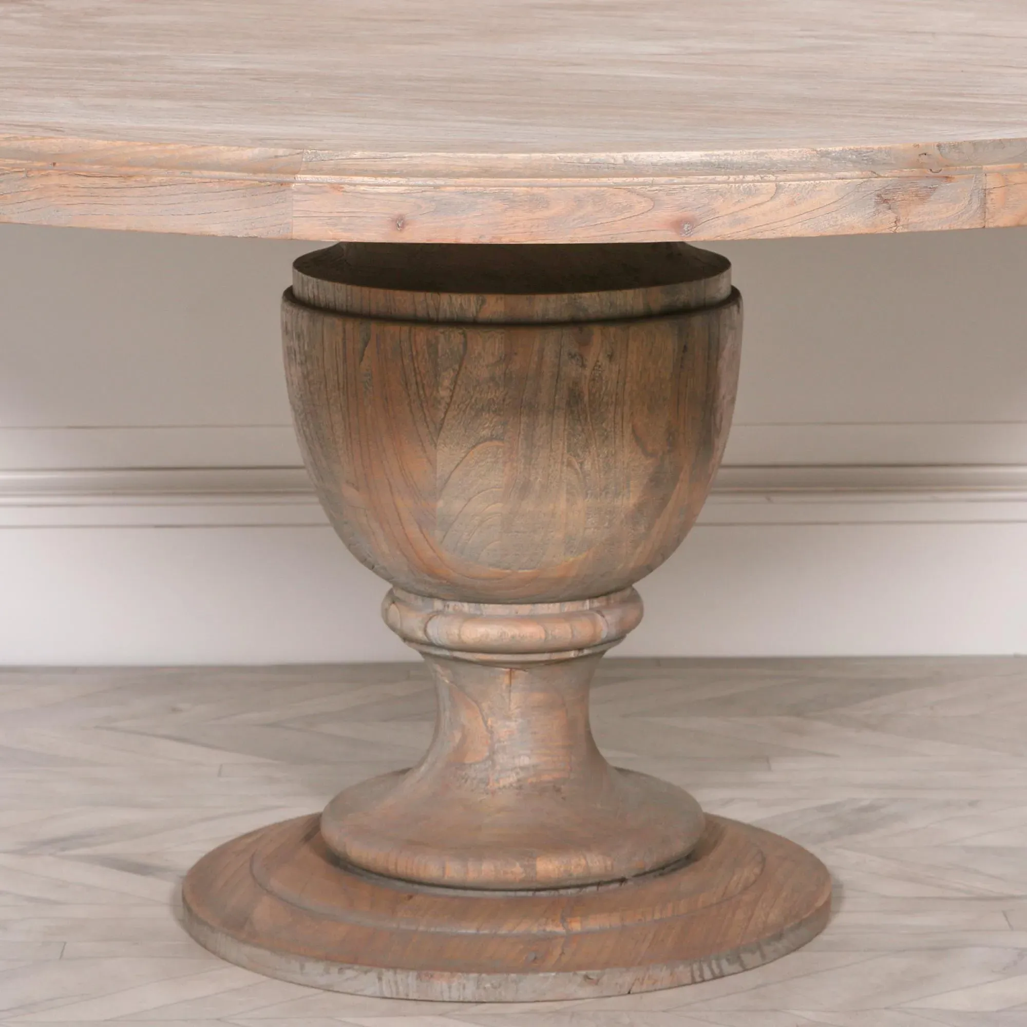8-Seater Round Pedestal Dining Table - Rustic, Mango Wood