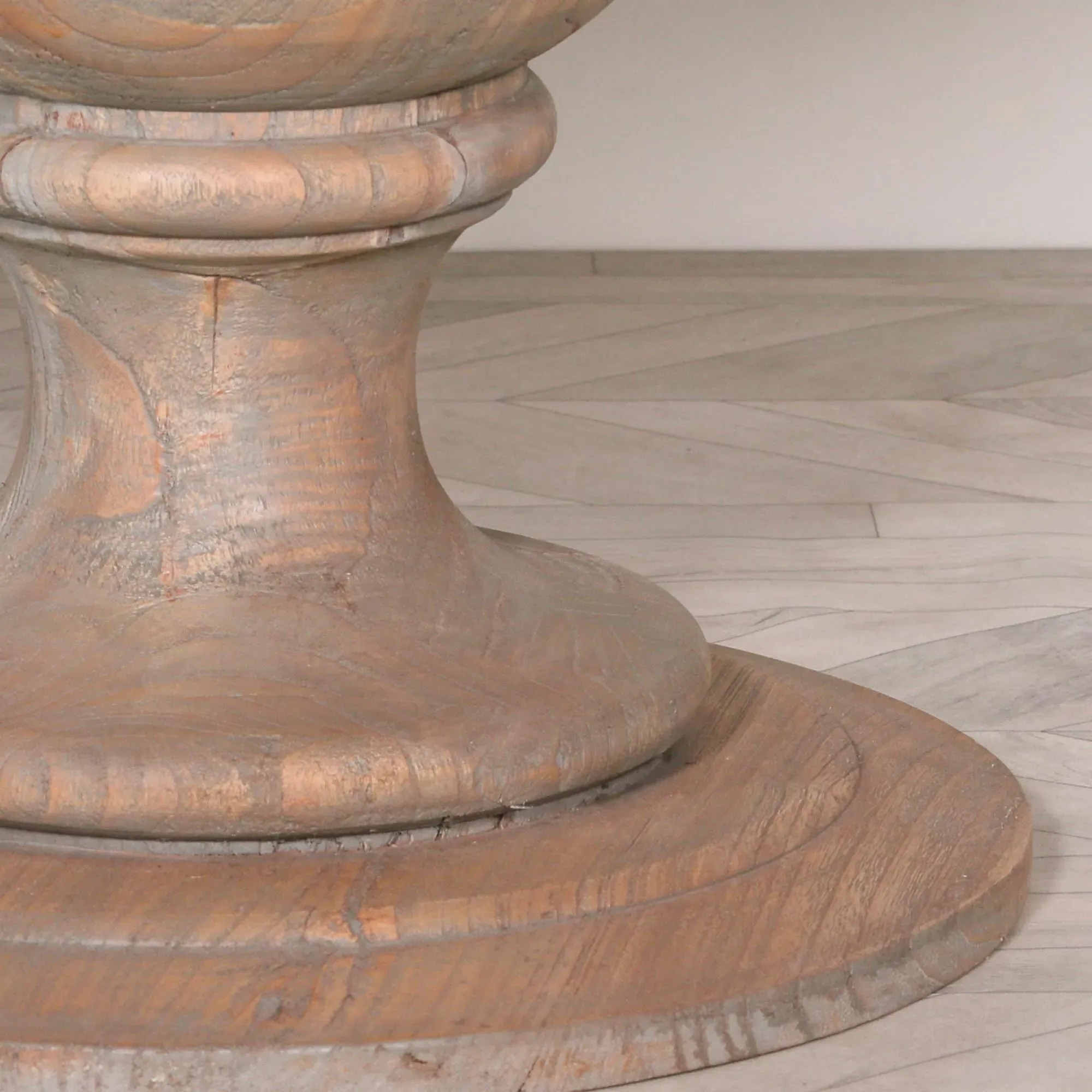 8-Seater Round Pedestal Dining Table - Rustic, Mango Wood