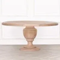 8-Seater Round Pedestal Dining Table - Rustic, Mango Wood