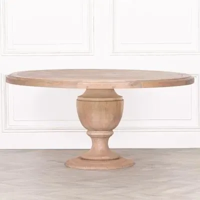 8-Seater Round Pedestal Dining Table - Rustic, Mango Wood