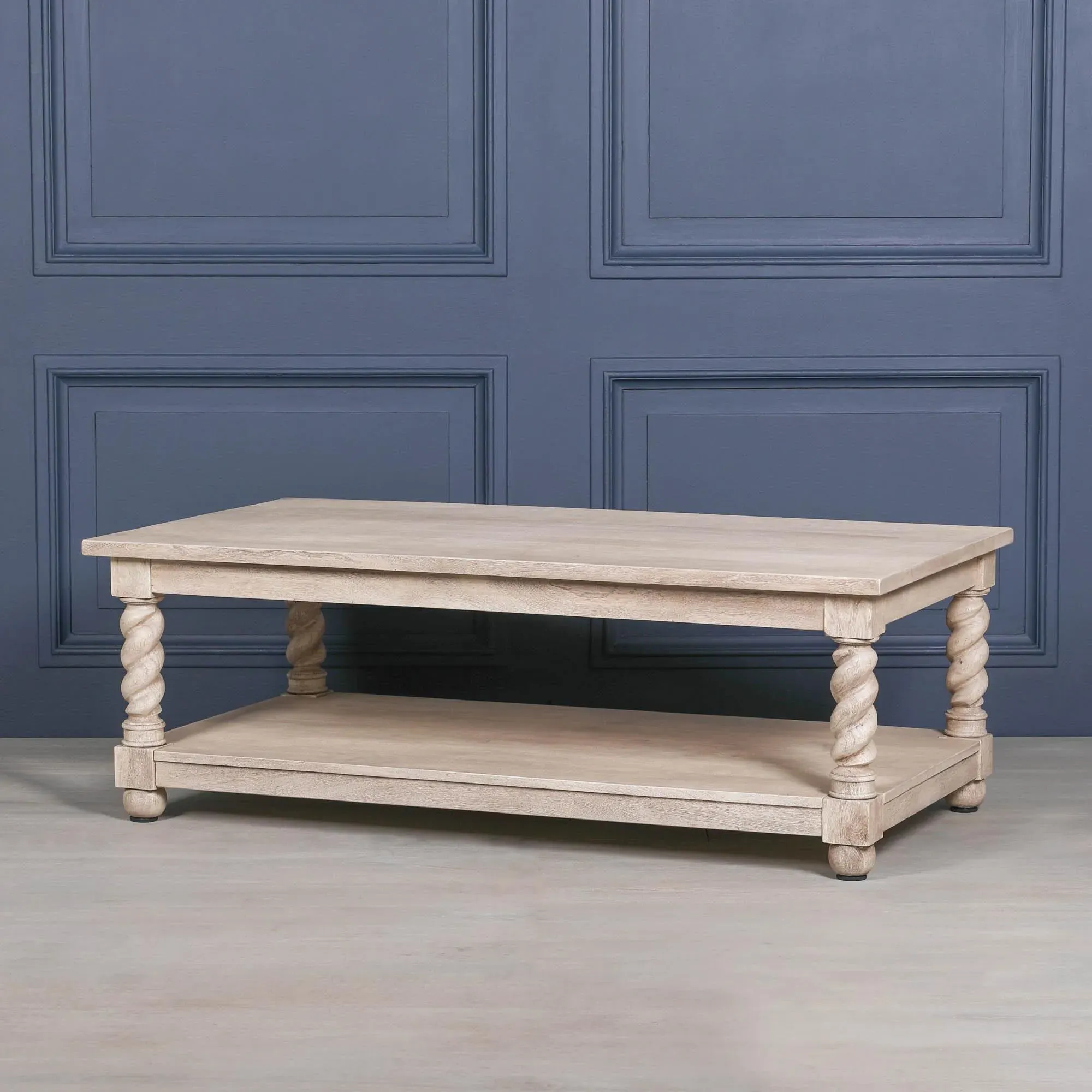 Acacia Wood Twist Column Coffee Table