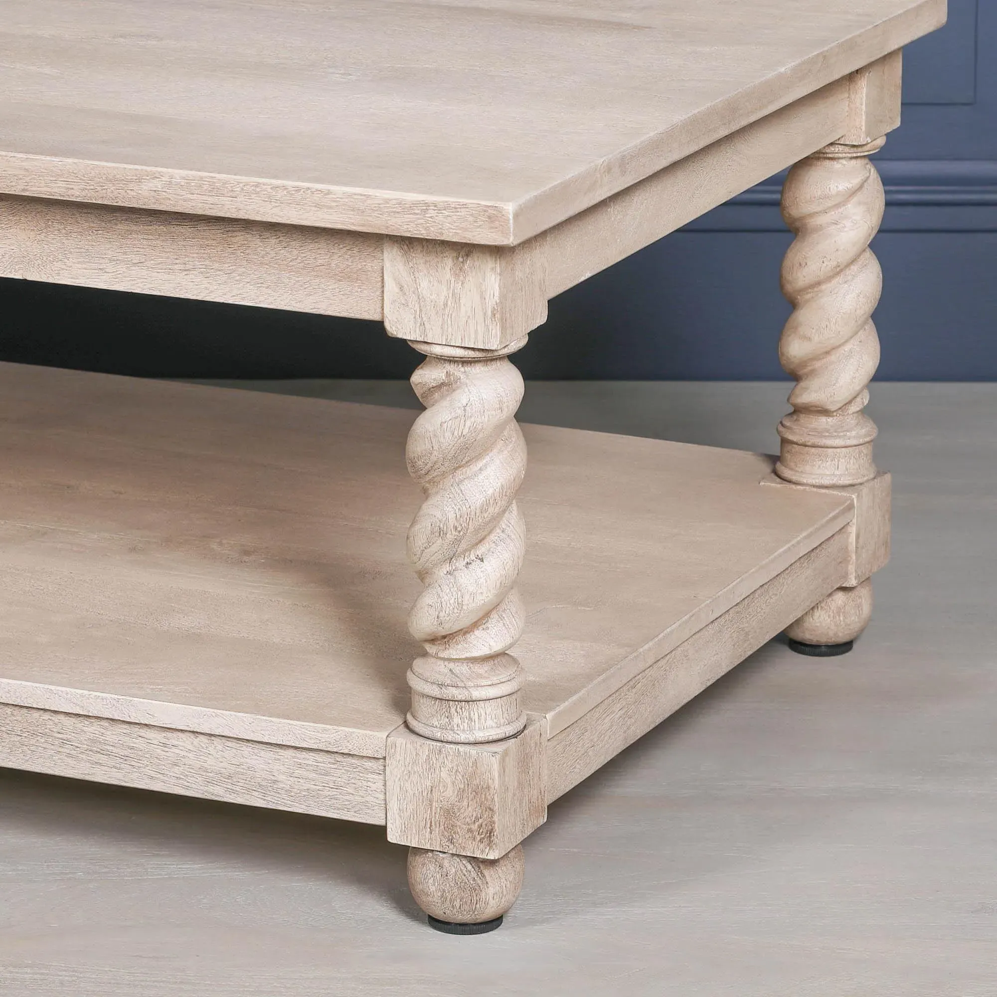 Acacia Wood Twist Column Coffee Table