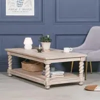 Acacia Wood Twist Column Coffee Table