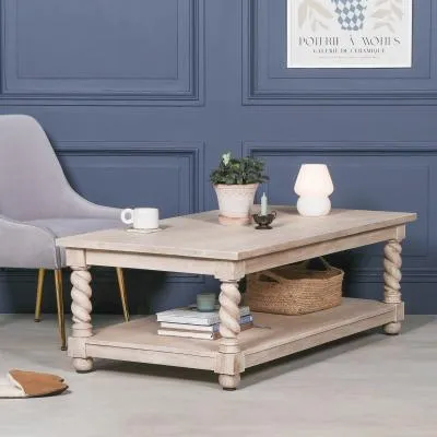 Acacia Wood Twist Column Coffee Table image