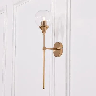 Arriba Glass Ball Wall Light - Satin Gold image