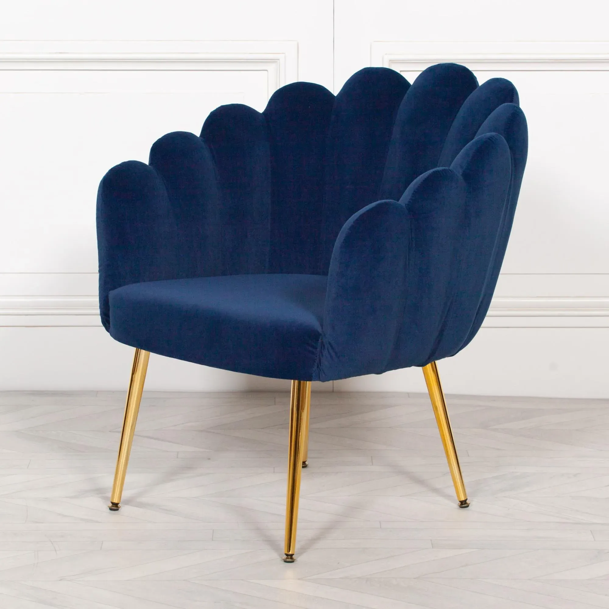 Arriba Scalloped Occasional Chair - Blue, Velvet