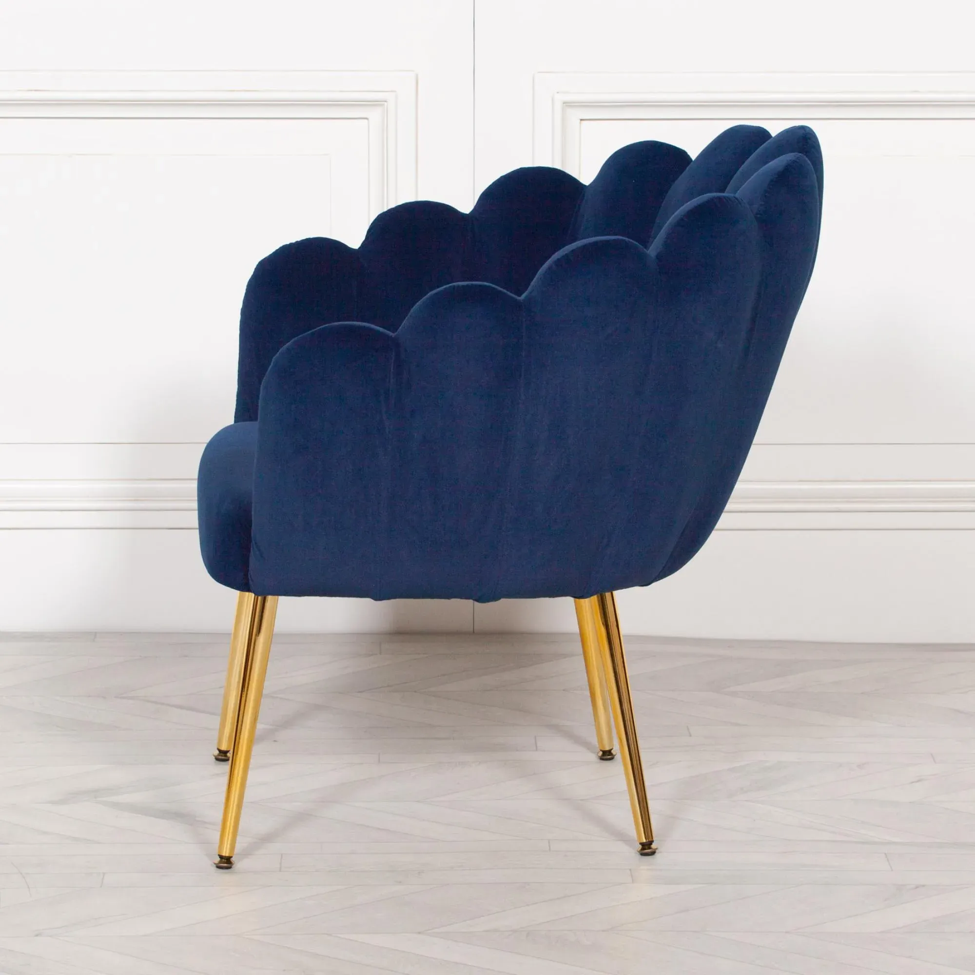 Arriba Scalloped Occasional Chair - Blue, Velvet