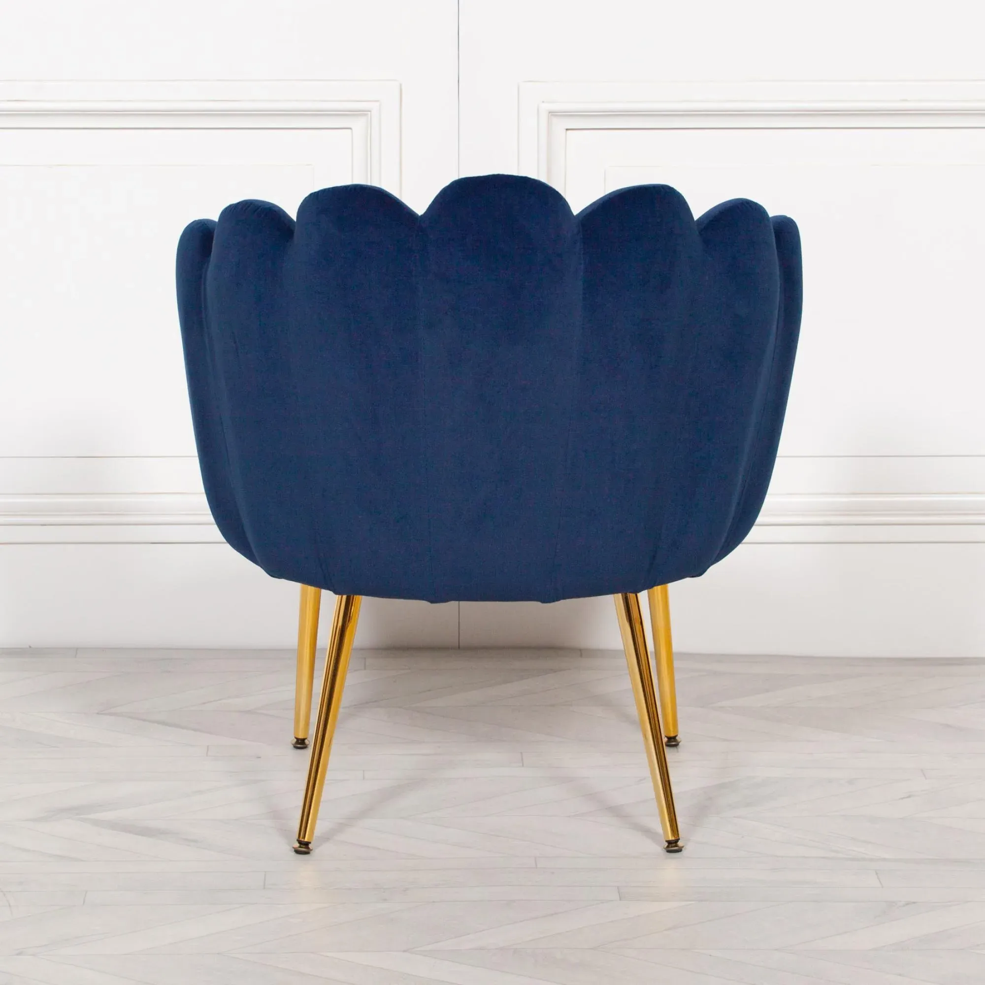 Arriba Scalloped Occasional Chair - Blue, Velvet