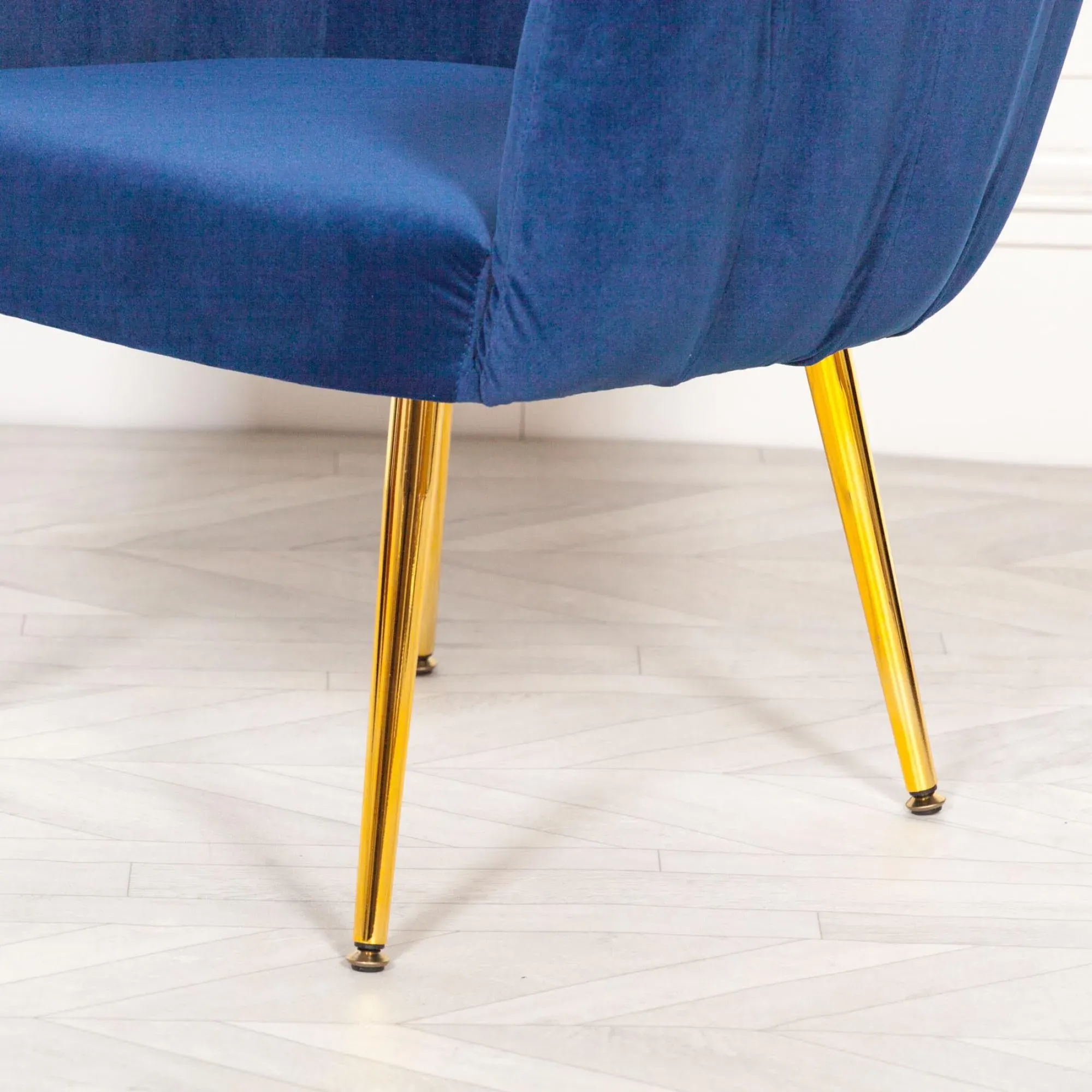 Arriba Scalloped Occasional Chair - Blue, Velvet