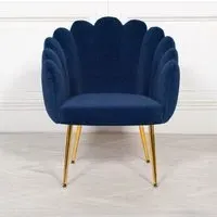 Arriba Scalloped Occasional Chair - Blue, Velvet