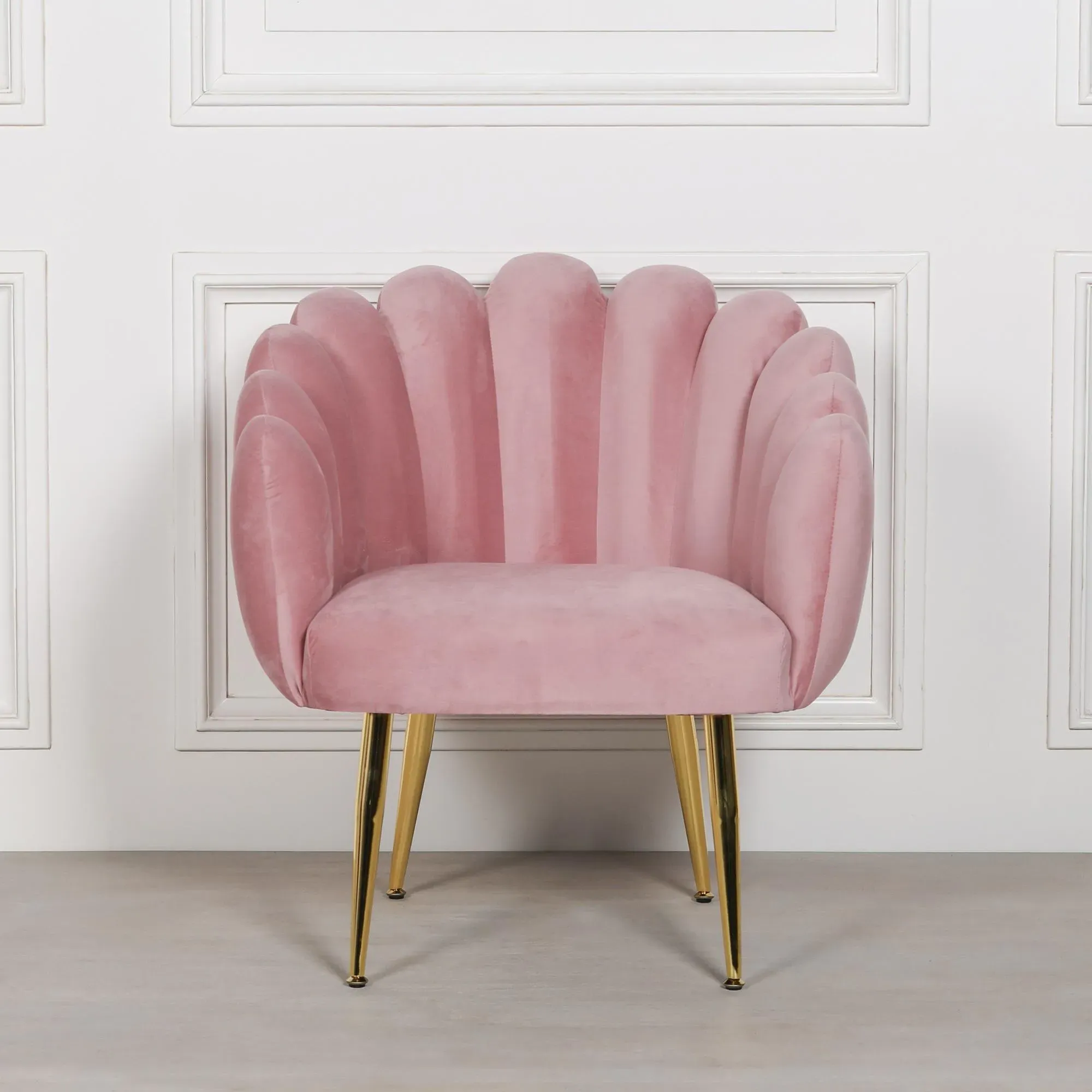 Arriba Scalloped Occasional Chair - Pink, Velvet