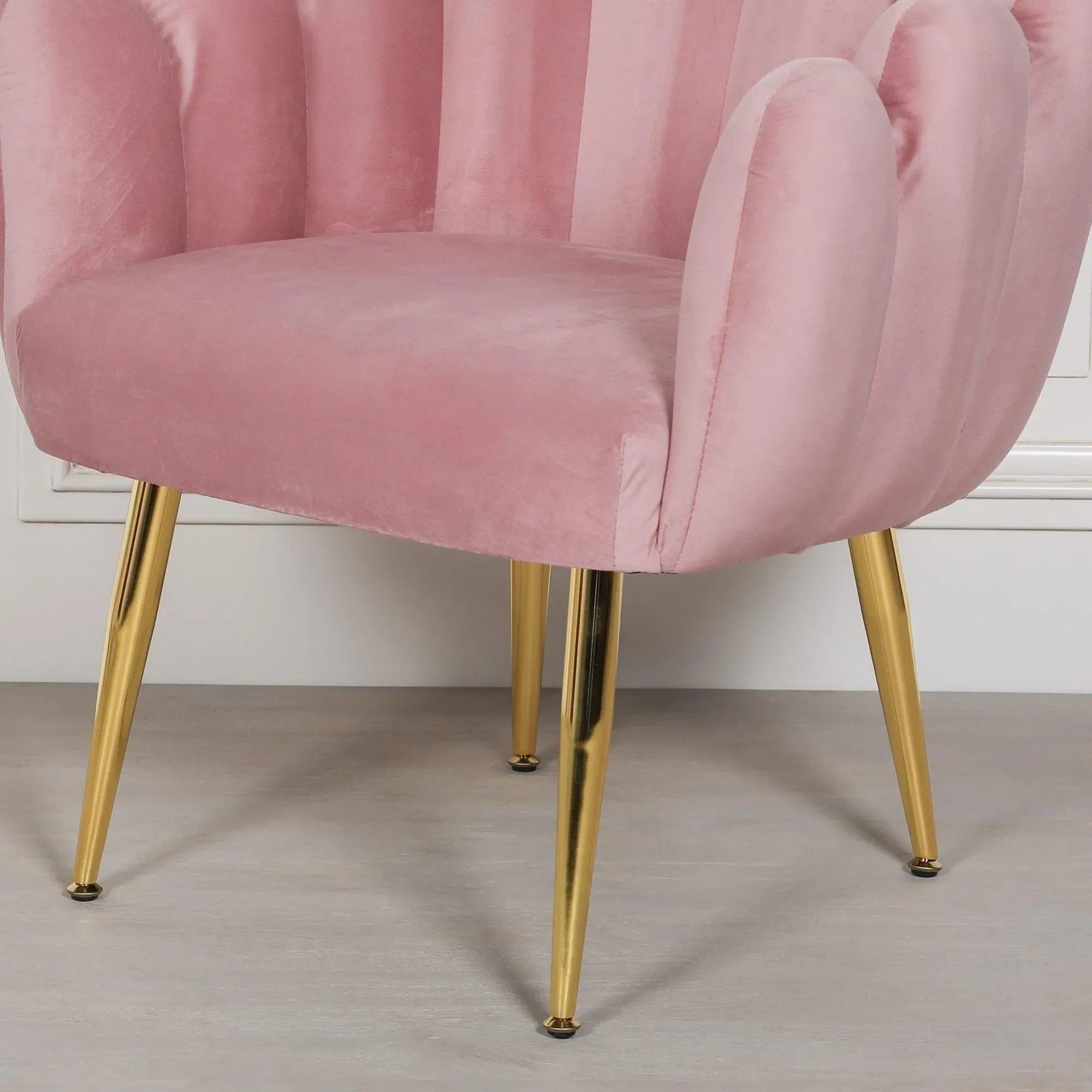 Arriba Scalloped Occasional Chair - Pink, Velvet